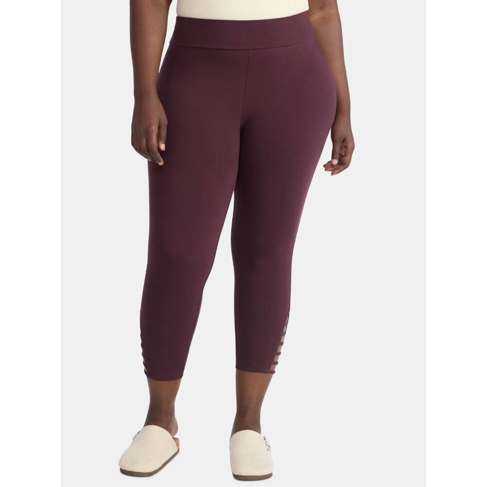Terra & Sky Women Plus Size Capri Ladder Leggings, 22" Inseam, Size 1X(16W-18W)